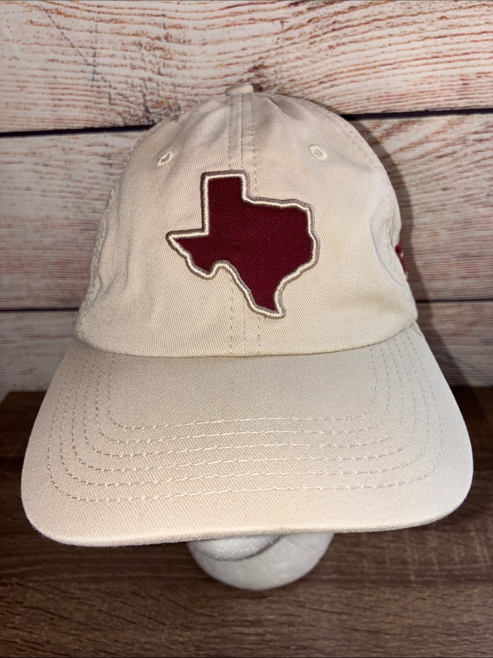 Pre Owned Texas A&M Beige Baseball Cap with Maroon Texas Patch C.C Creations